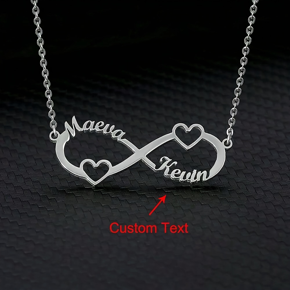 TEMU 1pc Golden Silvery Personalized Custom Infinity Necklace, Stainless Steel Custom Infinity Name Necklace Pendant Personalized Choker Jewelry
