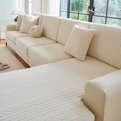 1pc jacquard sofa protective cover thickened elastic machine washable with wheat ear pattern simple and high end semi wrapped sofa hat living room bedroom office sofa decoration polyester 95 spandex 5