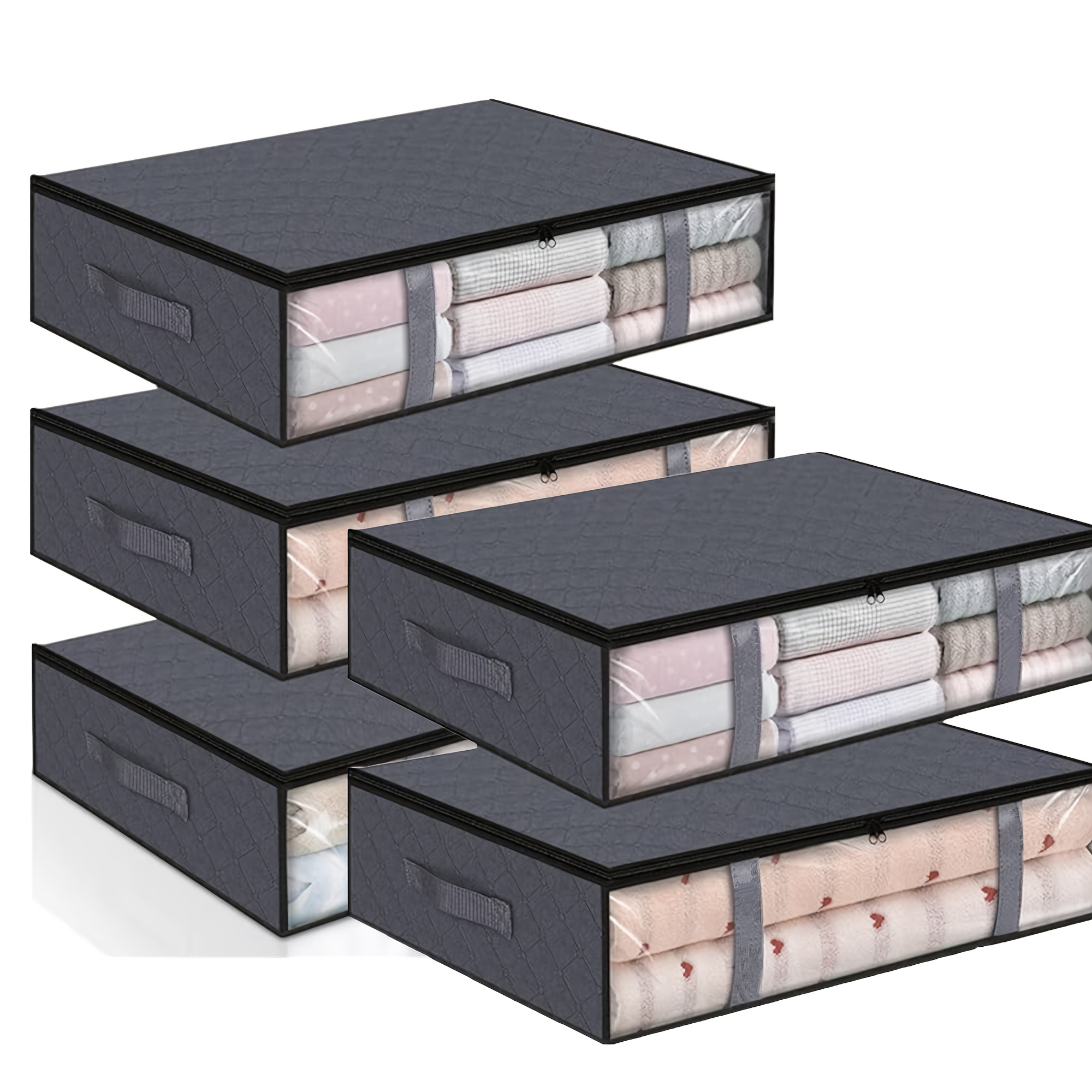 TEMU 5-pack Under-bed Moving Storage Bags With Double Handles, Reinforced Handles For Wardrobe Items, Clothes, Blankets, Moving Storage, Christmas