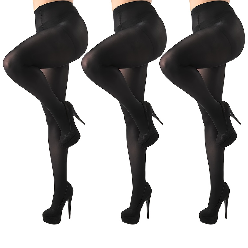 

3pcs Elegant Tights For Women - 60d High Waist, Opaque & Anti-snag Pantyhose