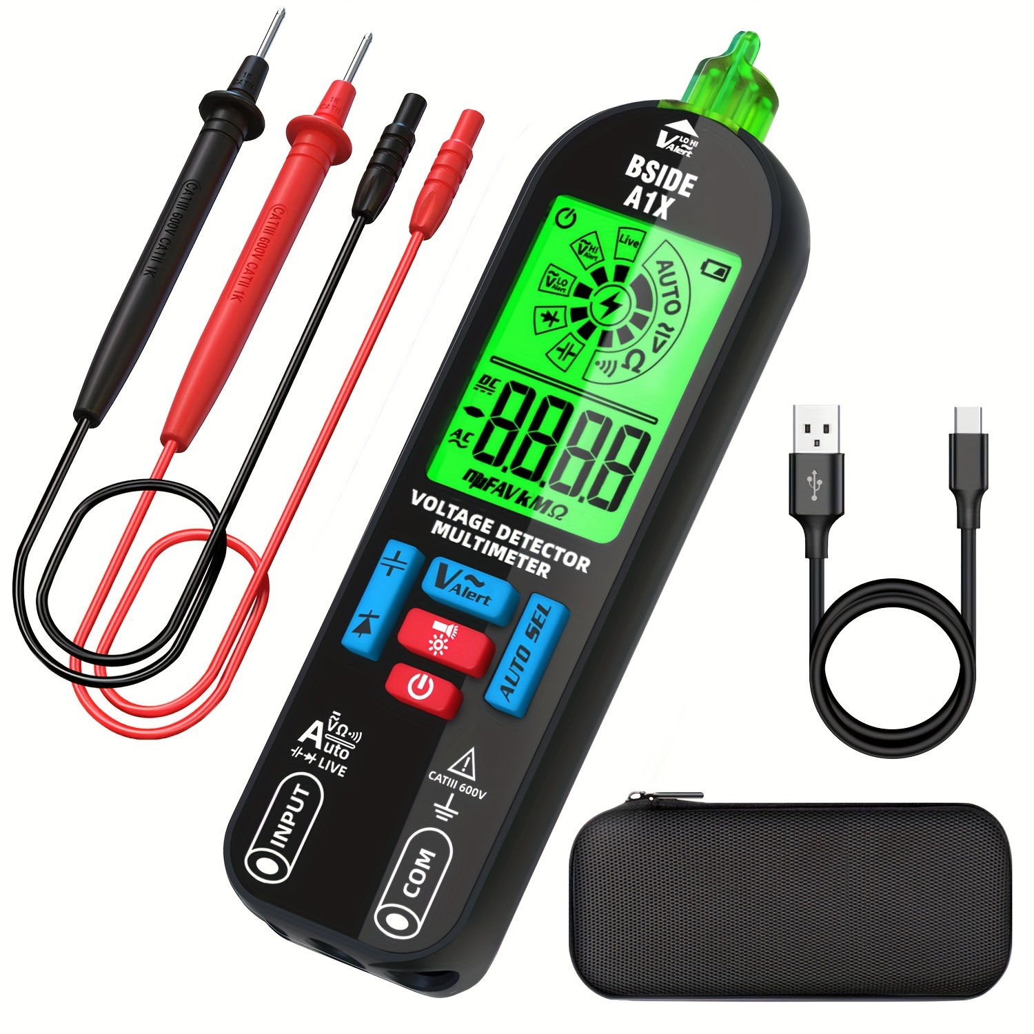 1pc * Smart Digital Multimeter Rechargeable Electronic Tester, AC DC  Contactless NCV Automatic Diode Capacitor Breakpoint Meter