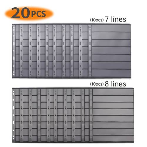 10 sheets of 7 row stamp pages and 10 sheets of 8 row stamp collection album pages totaling 20 sheets with a standard 9 hole stamp album binder collection album set does not stamps
