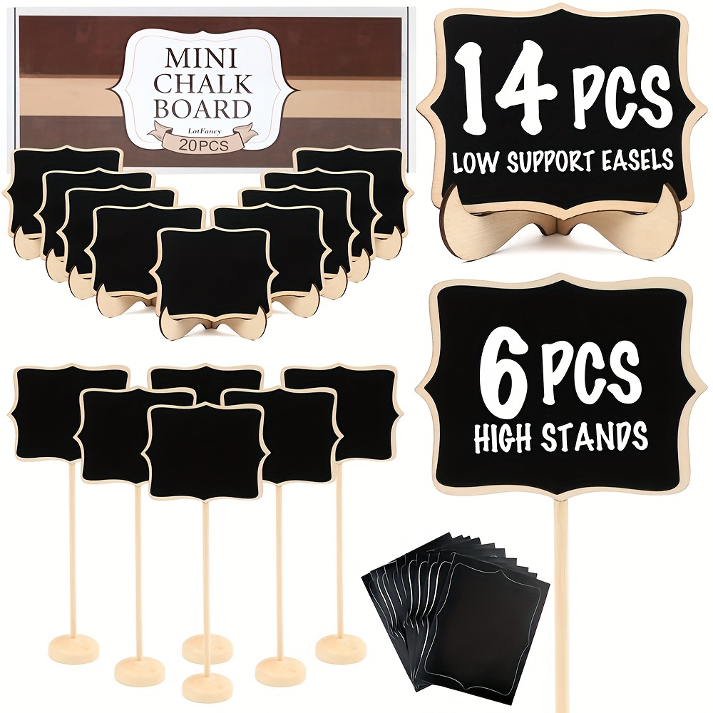 

20pcs Elegant Mini Chalkboard Signs With Easel Stand - Weddings, Parties, - Includes Table Numbers, Food Signs, And Message Board