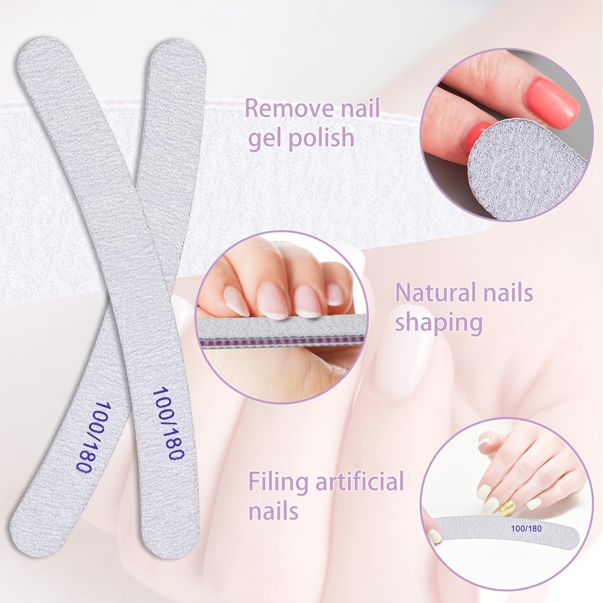 25pcs Double-Sided Curved Nail Buffers, Durable Emery Manicure Tools