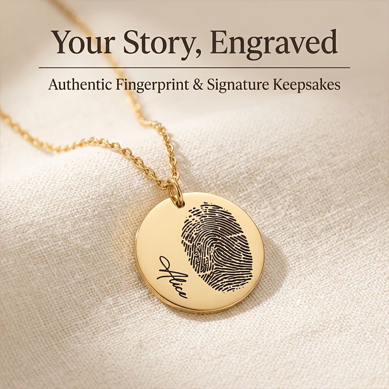 Customizable Fingerprint Name Pendant Necklace