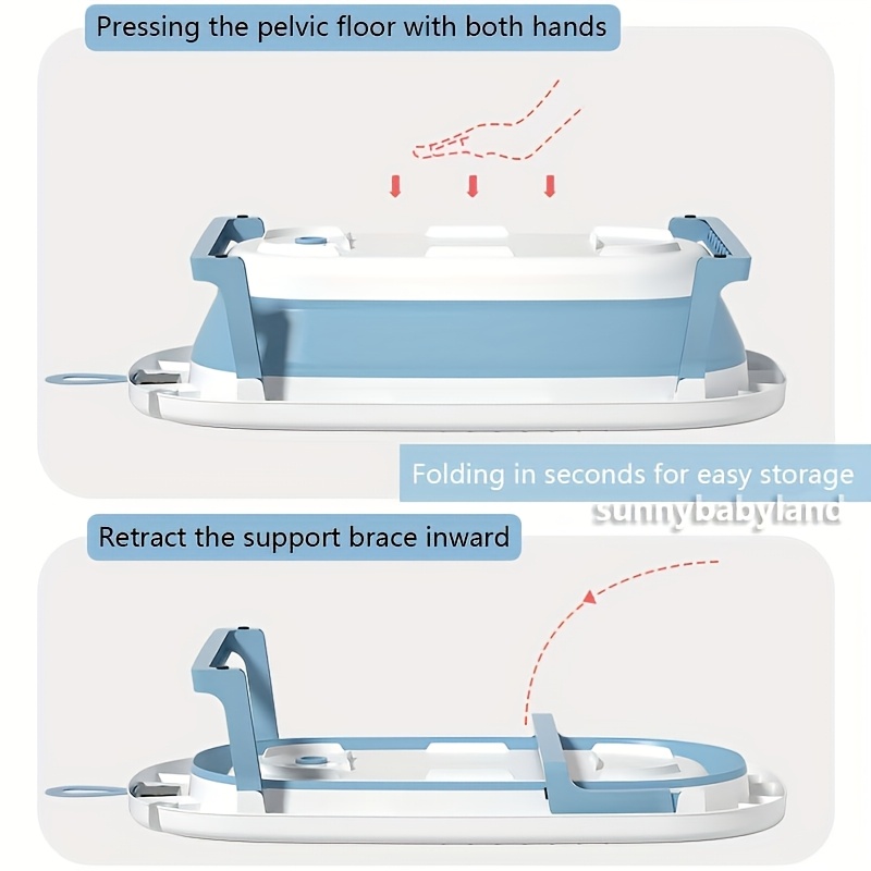 Baby Essentials, Large Foldable and Storable Baby Bathtub with Seat Cushion Set, Suitable for Children, Ideal for Christmas, Halloween, Thanksgiving, New Year, and Birthday Gifts