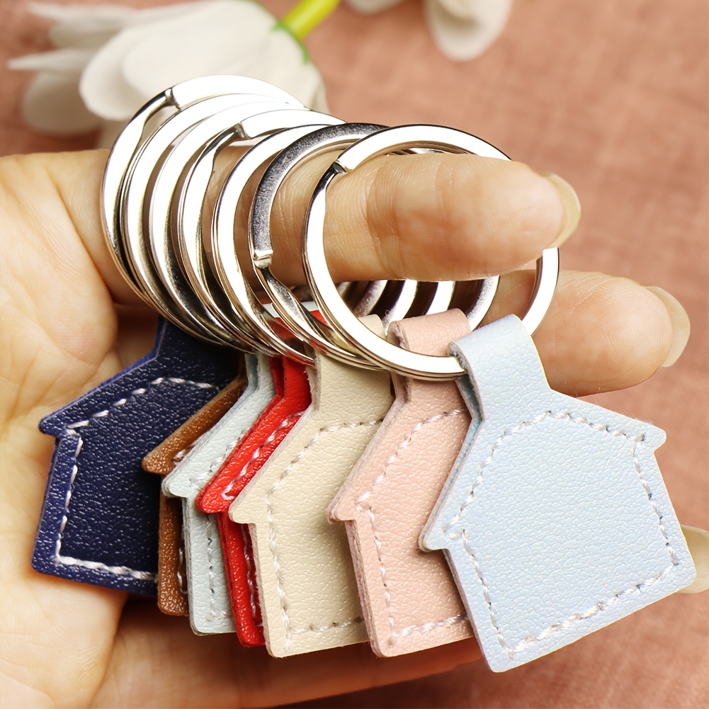 

Leather Keychain Set - 28 Cute House & Dog Tag Key Rings For Crafts, Party Favors & Gifts. Fun Stocking Stuffers For Men/women