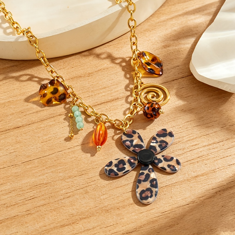 TEMU Collana Vintage Elegante da Donna in Acciaio Inossidabile , Collana con Ciondolo a Forma con Leopardo, Stile Versatile, Regalo per la , Regalo