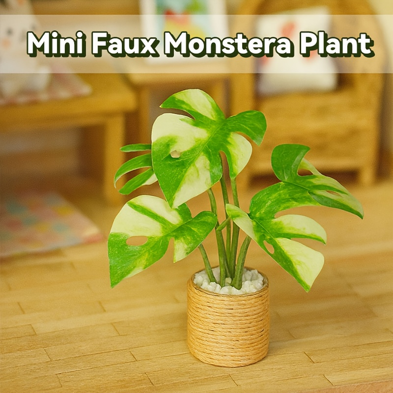 miniature artificial potted monstera leaves suitable - Temu