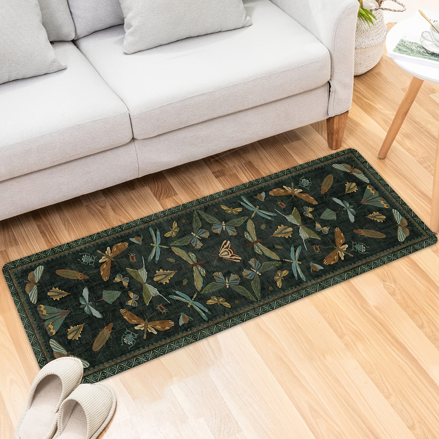 TEMU -2d Retro Insect Design Printed Decorative Runner Rug, High-quality Flannel Non-slip Runner Carpet, Machine Washable Long Runner, Suitable For