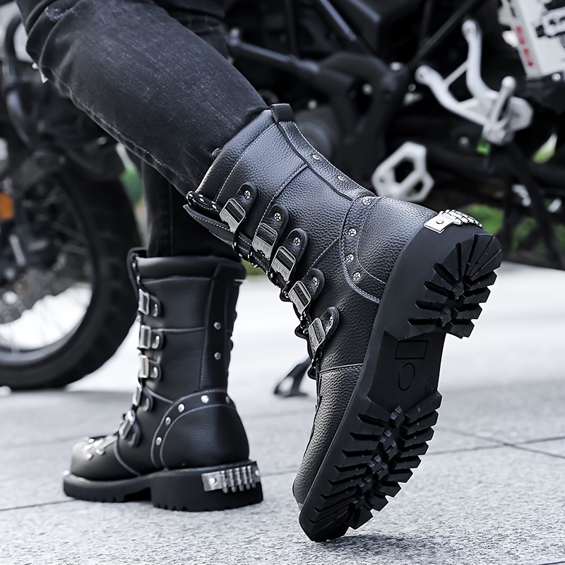 Qoo10] メンズ バイクブーツ耐久性安全スタイリッ
