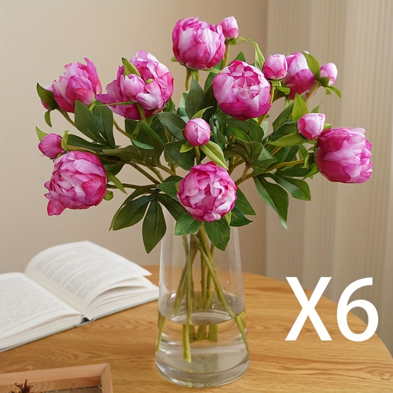 3pcs/6pcs Artificial Peony Flowers For Weddings, Birthdays, And More - Perfect For Floral Arrangements And Home Decor - Ideal Gift For Valentine's Day, Mother's Day, And Birthdays