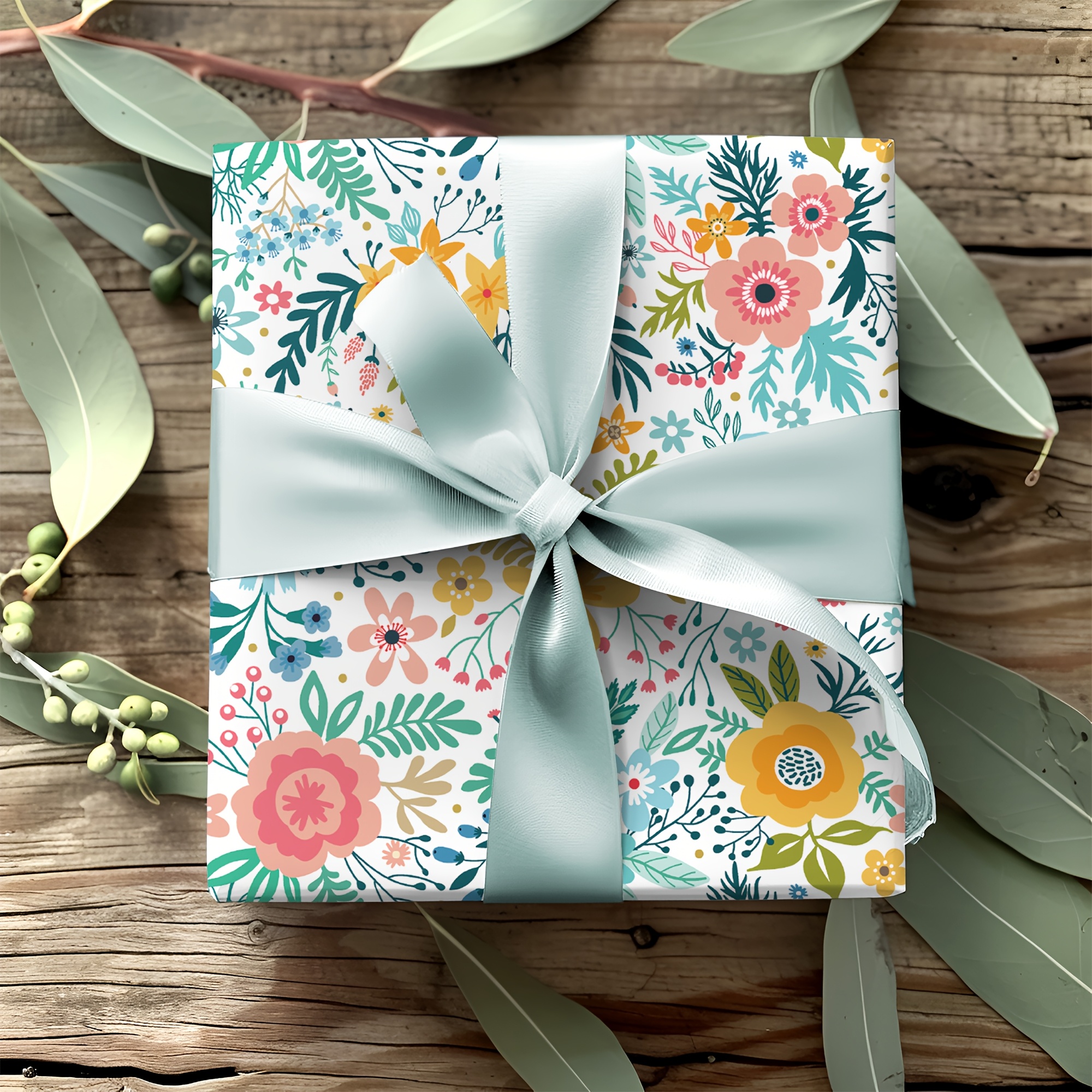 TEMU 1 Roll - Wedding Floral Theme - Fresh Colorful Flower Print - Suitable For Wedding Favors, Reception Decorations, Proposal Arrangements - 43cm ×