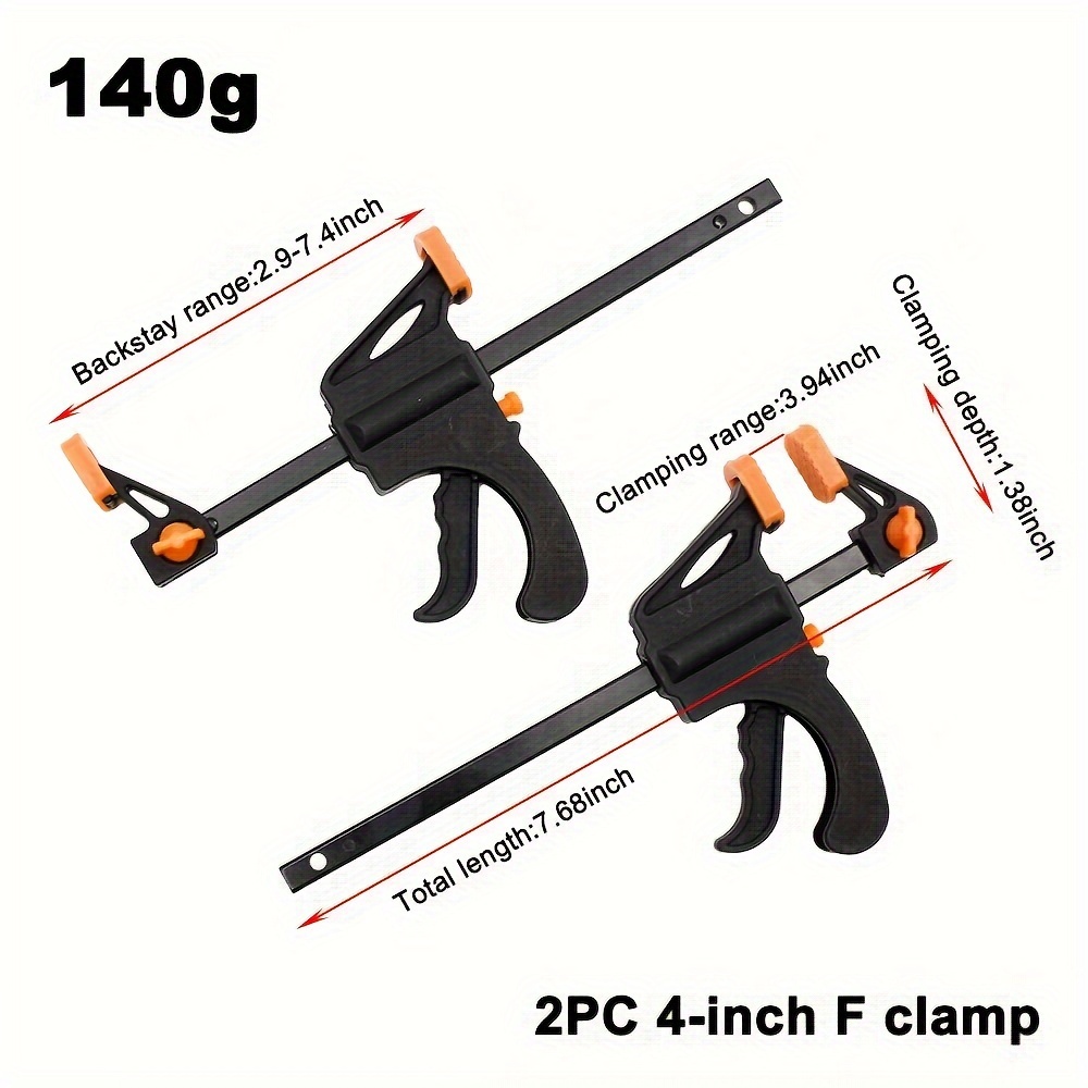 2pcs MINI 10.16cm F Clamp, Woodworking Clamp, Hard Quick Ratchet Release Speed Squeeze Clip, Woodworking Work Bar DIY Home Hand Tool