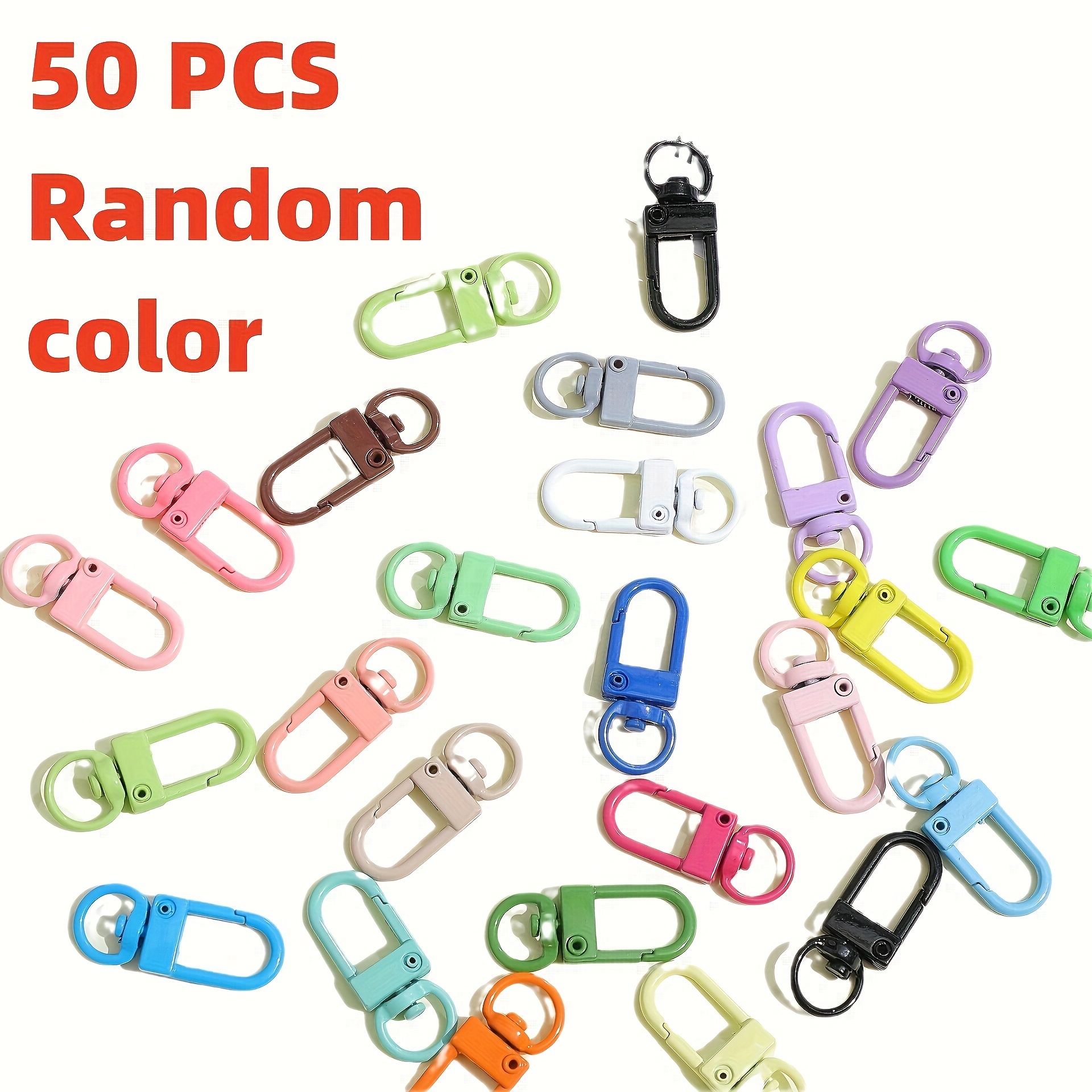 TEMU 50-piece Zinc Alloy Swivel Lobster Claw Clasps - Assorted Colors Snap Hook Keychain Rings For Diy Jewelry And Crafts