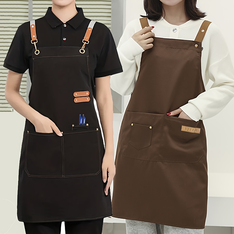 

1pc Apron, Canvas Waterproof Men's And Women's Universal Horticultural Painting Apron With Pockets, For Coffee Shop, Restaurant, Waiter, Milk Tea Shop, Flower Shop, Bakery, Home Supplies