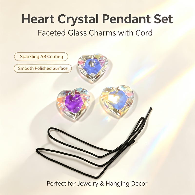 AB Iridescent Heart Crystal Pendant Necklace