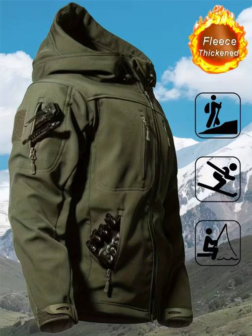 mens hooded jacket outdoor hiking casual top autumn and winter windproof warm jacket casual work clothes suitable for outdoor activities such as cycling fishing hunting rock climbing etc