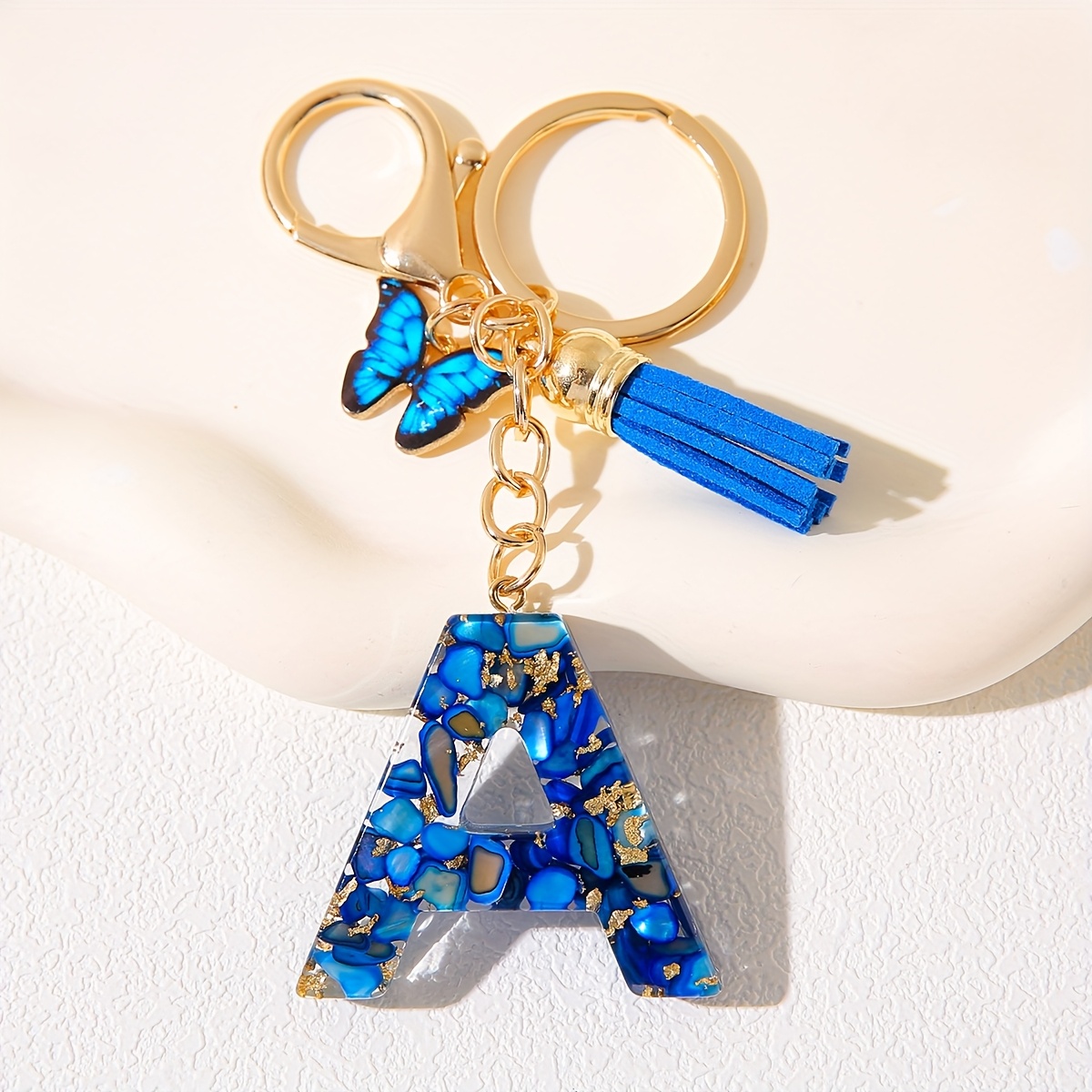 Porte-clés Papillon Décoratif Porte-clés Lettre Initiale Résine - Pendentif Papillon Vert - Cadeau Femme Personnalisé Porte-clés Cadeau Tendance