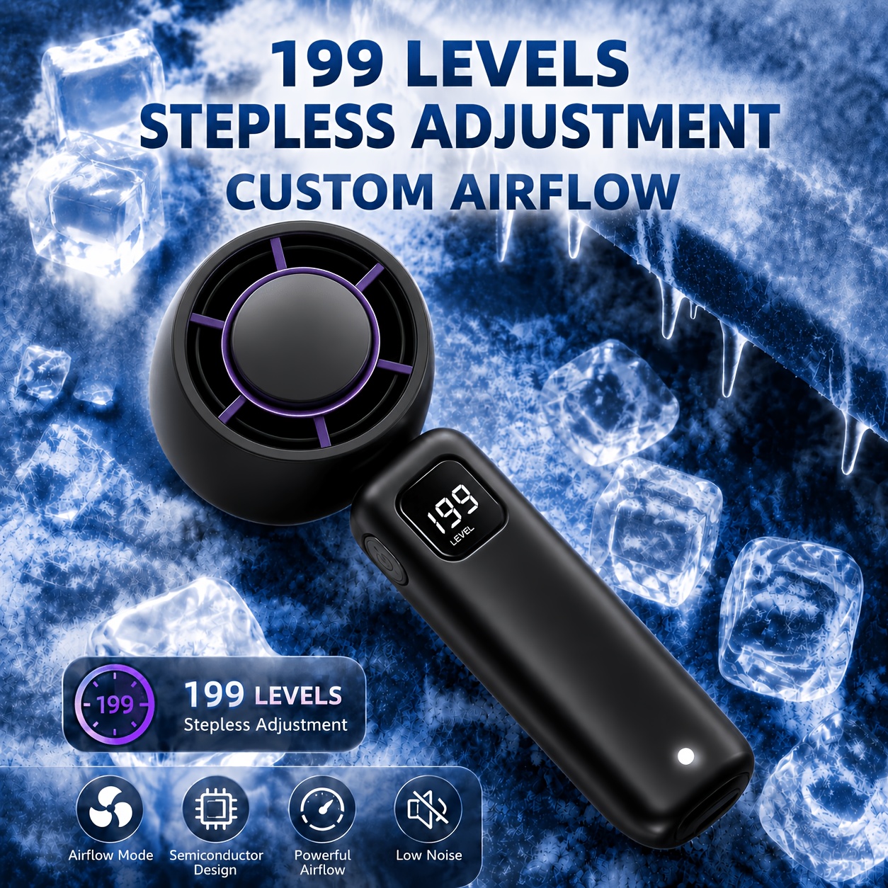 TEMU 2026 New Upgraded Foldable Handheld Fan, Mini Semiconductor Turbo Fan, 199 Adjustable Wind , Powerful Airflow, High Capacity Usb Rechargeable