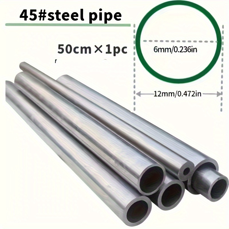 

45# Carbon Steel Hollow Round Bar Tube, Polished , Od 12mm 6mm, 50cm Length (19.69 Inches) - Precision Seamless Hydraulic Alloy Steel Pipe (1pc)