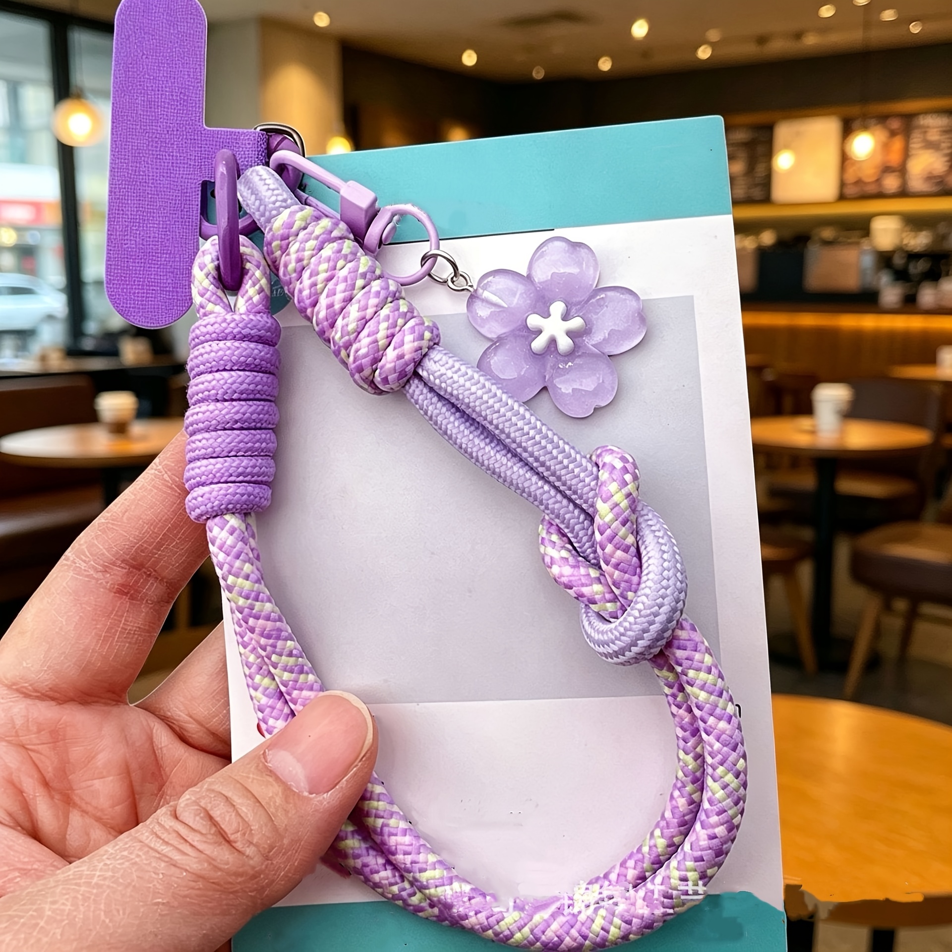 TEMU Cordino per telefono viola, rosa, blu, cinturino da polso con , clip universale per custodie abbinate