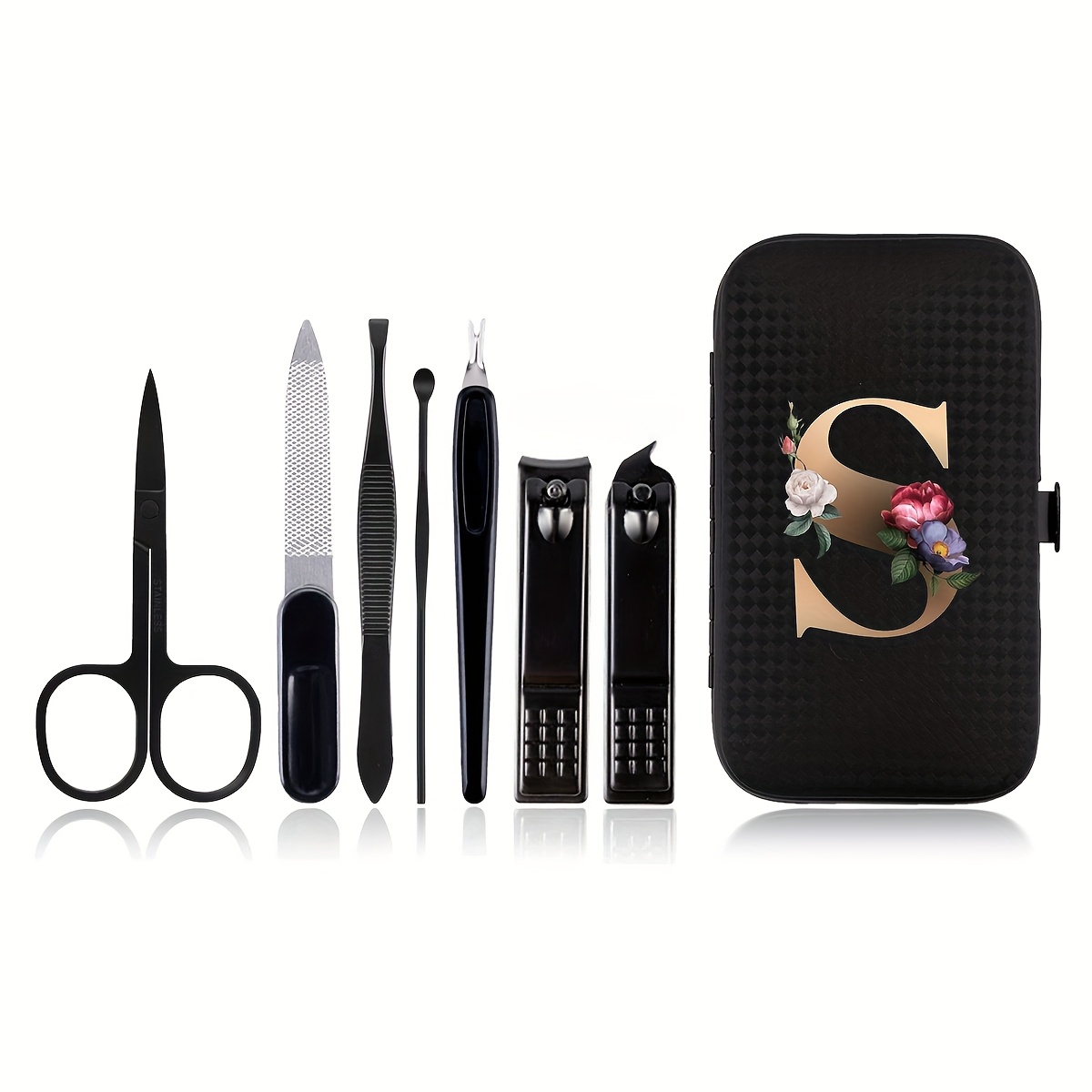 Image of 7pcs 26-letter Flower Nail Clippers Manicure Tool Set, With Portable Travel Box, Cuticle Scissors And Cutter Kit, Professional Nail Clippers Pedicure Kit, Travel , Suitable For, Back-to-school Gifts