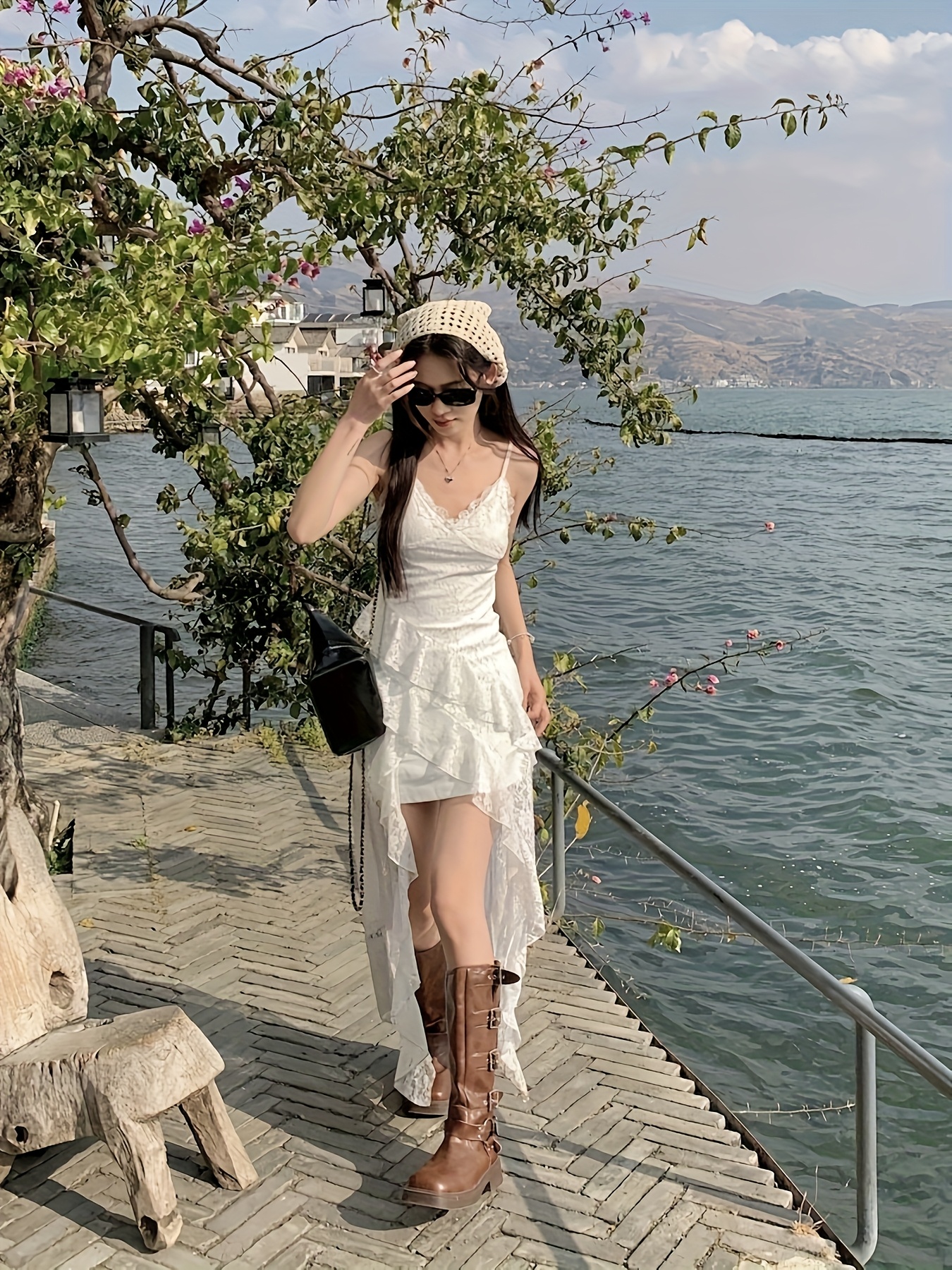 【GLOWNY】韓国人気★(S,M) HEART LACE CAMI DRESS HEART LACE CAMI DRESS (PINK BOUQUET) - GLOWNY