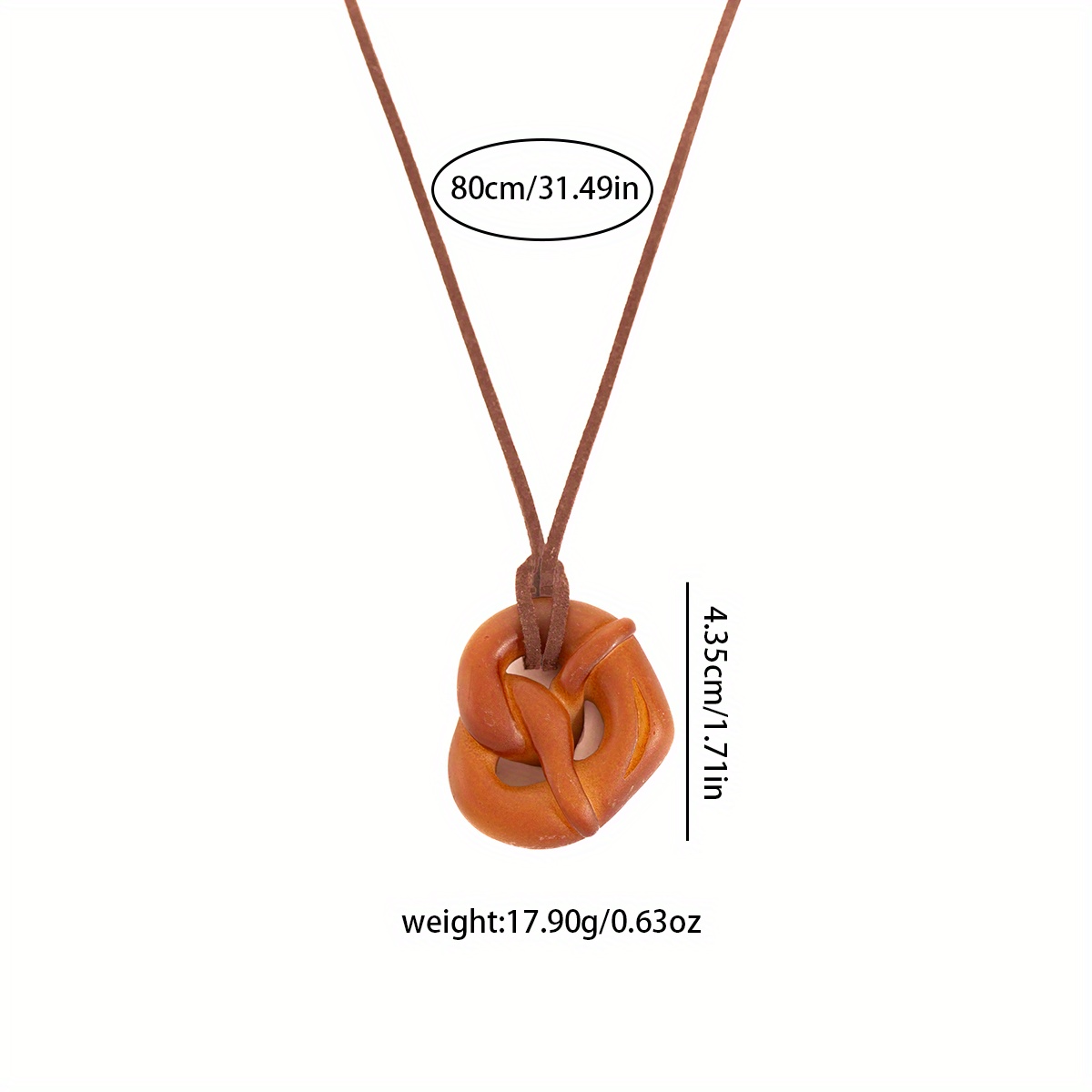 Boho Pendant Necklace Donut & Bear Brown Casual Accessory