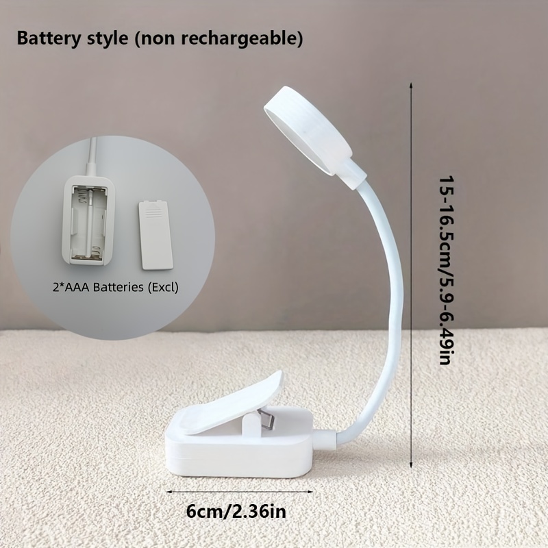 1pc Led Clip-on Book Light In White, 3 Color Temperatures, Dimmable Brightness, Mini Lightweight Clip-on Reading Lamp For Bedside, Christmas Gifts.