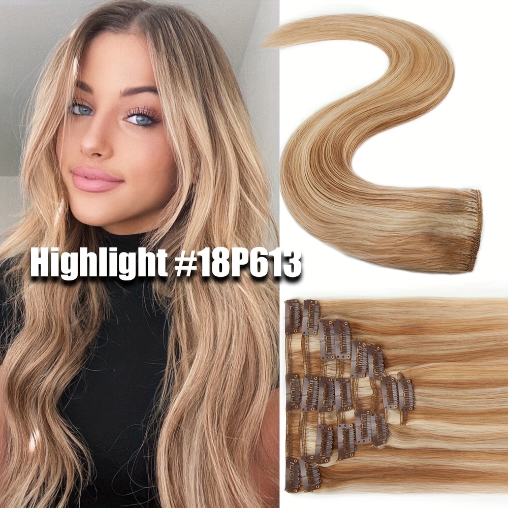 clip in hair extensions hairpieces 16 24 inch hair extensions clip ins soft real human hairpieces soft natural straight human hair extensions for women use for   volumn   your beauty 8pcs 18 clips details 2