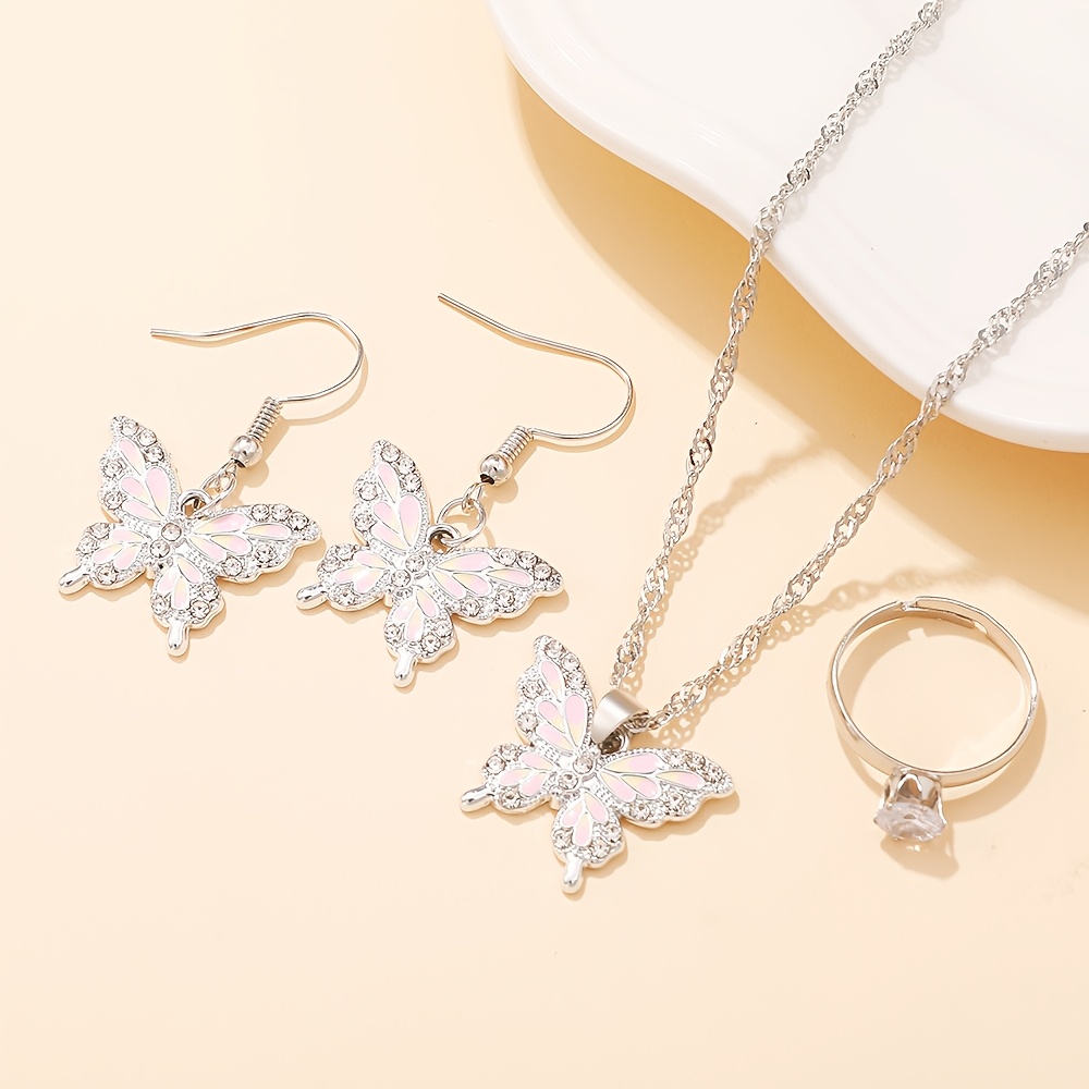 4pcs Bohemian Butterfly Jewelry Set, Sweet and Romantic Style