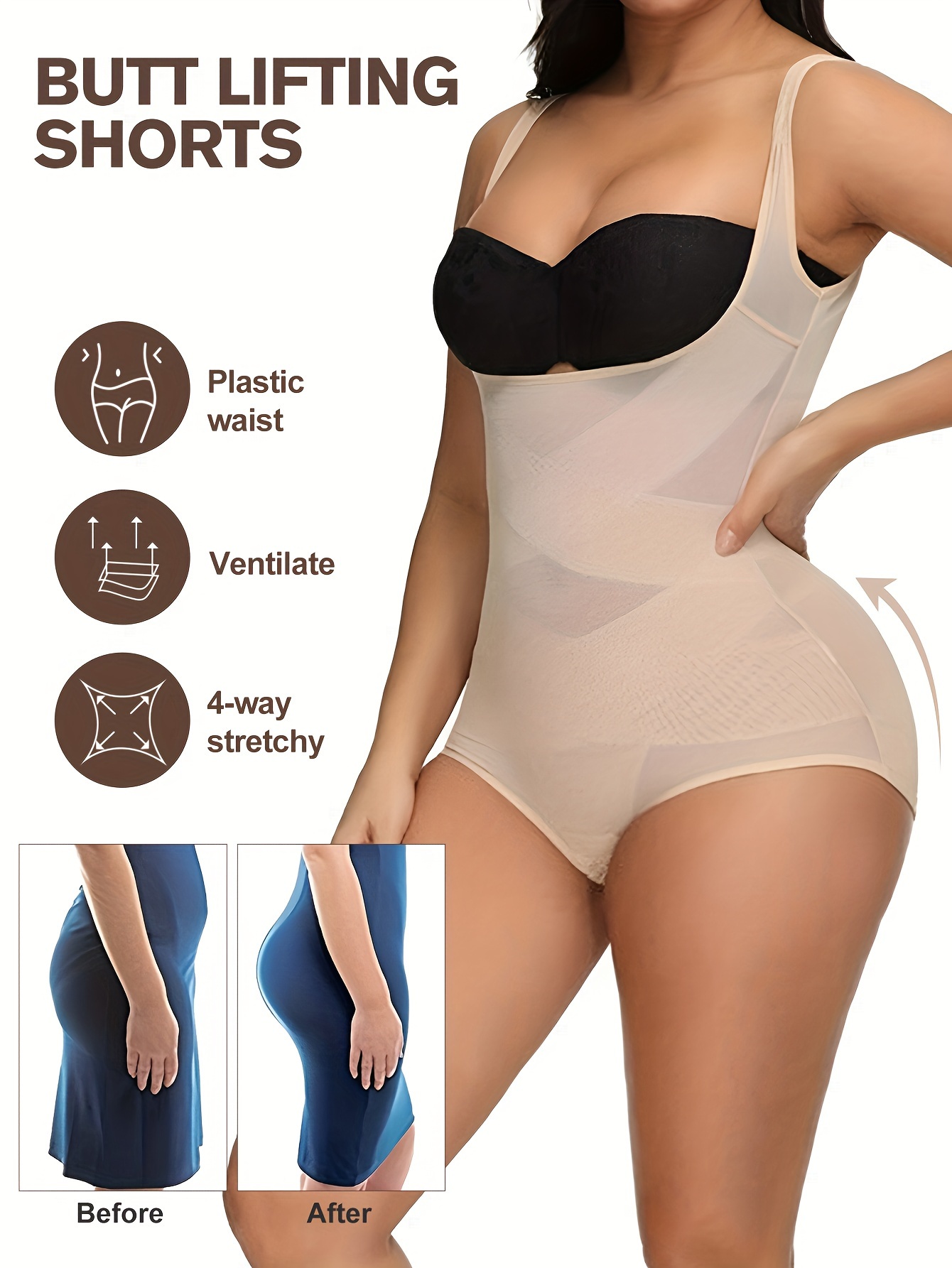 Women's Sexy Shapewear Bodysuit, Plus Size Contrast Lace Front Buckle Tummy  Control Butt Lifting Shaping Bodysuit, Shop On Temu And Start Saving