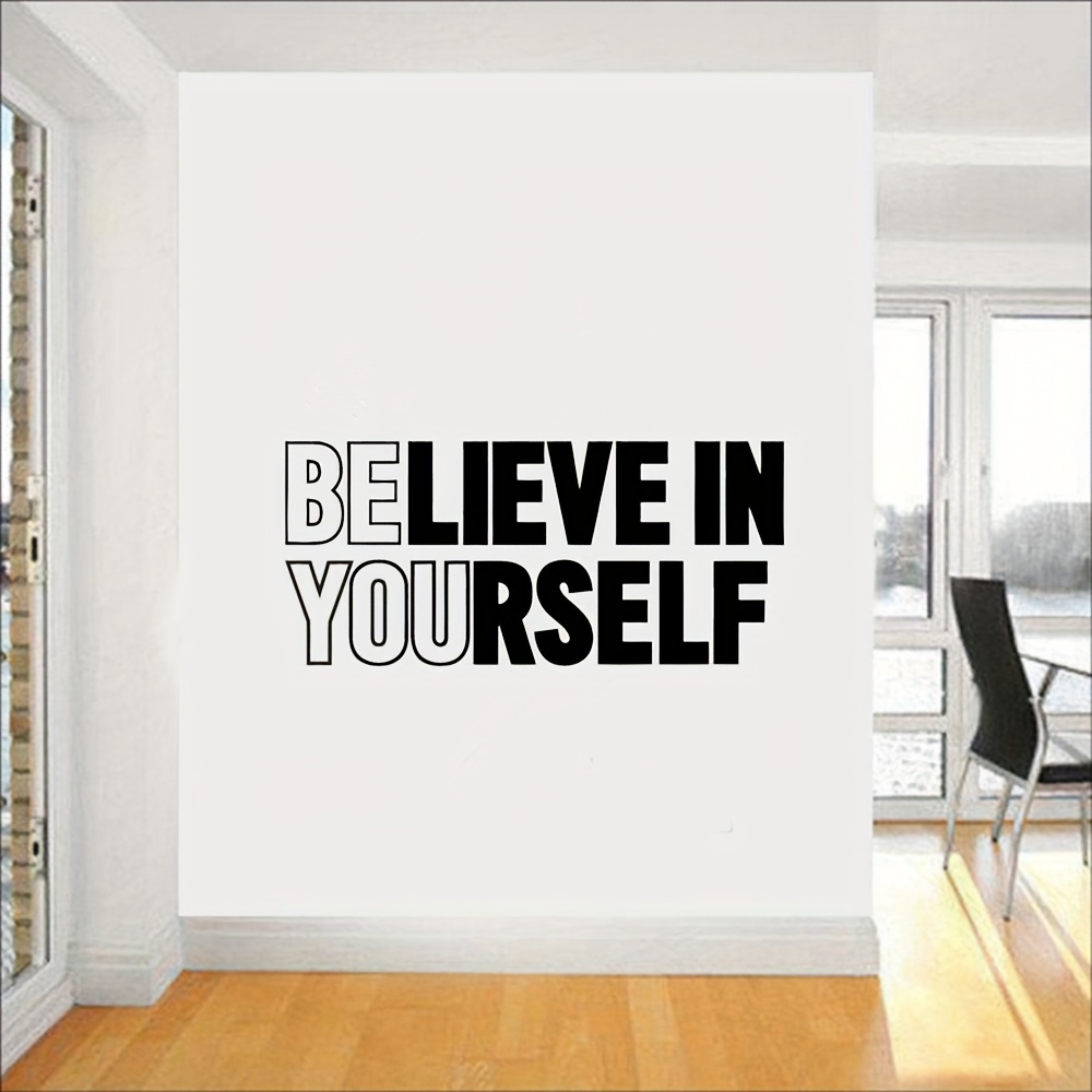 

Inspirational 'believe In Yourself' Vinyl Wall Decal - Matte Black, Easy Apply & Remove For Home, Office, Classroom Decor