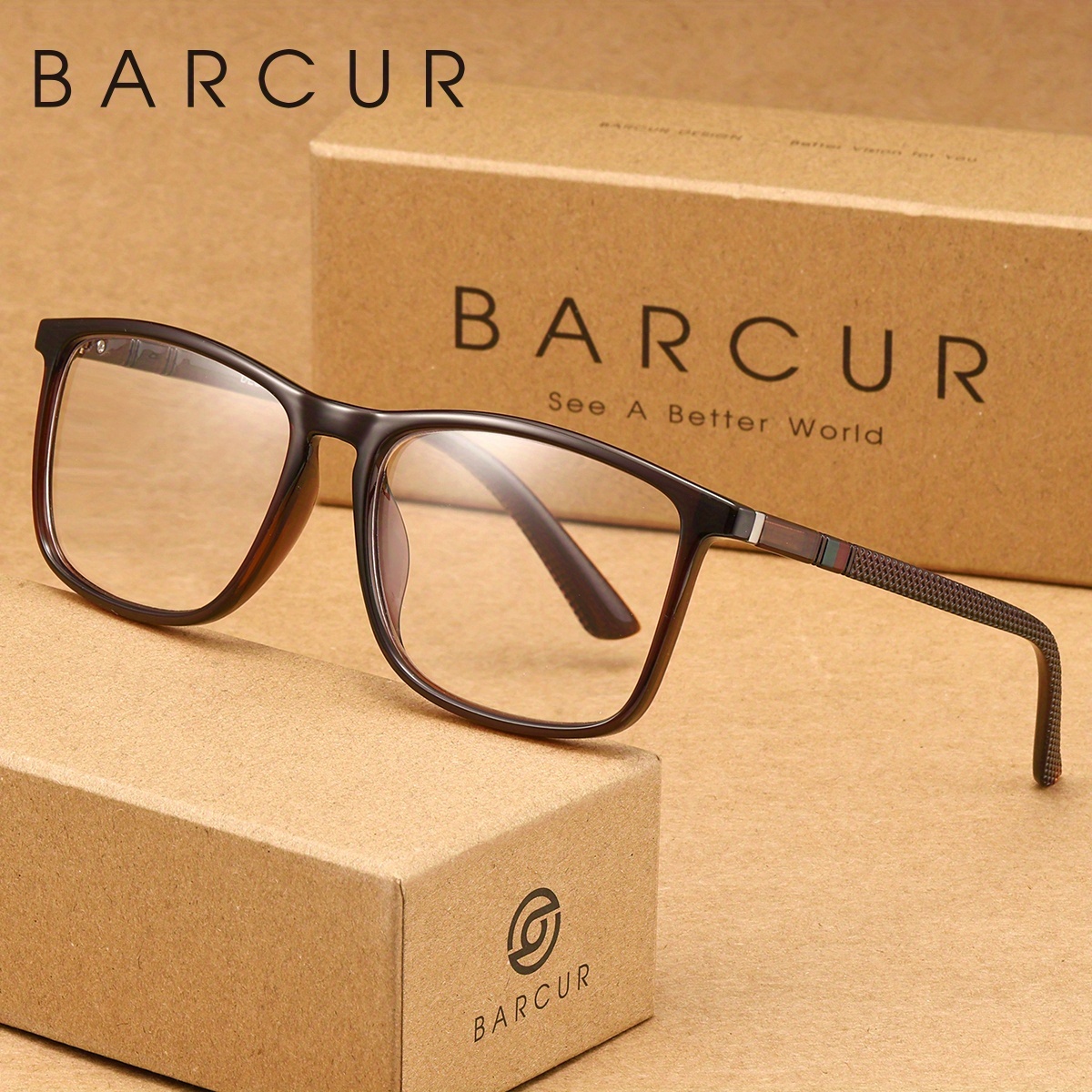 BARCUR Vintage Contemporary Style, Stylish Square Eyeglasses for Men, PC Frame to Improve Visual Clarity, Ideal for Reading, Studying, And Office Use, Perfect for Gifting - Image 4