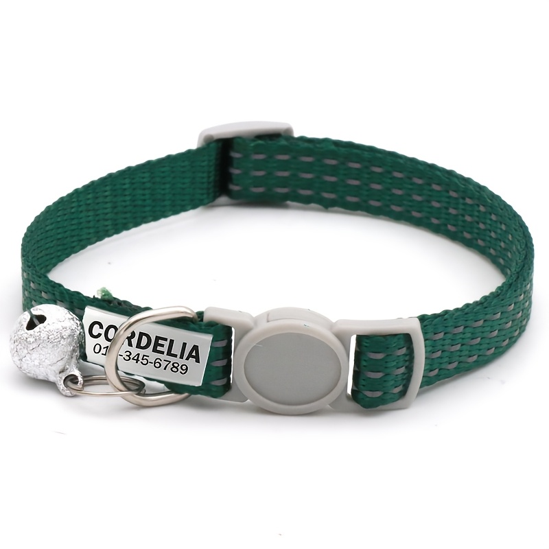 TEMU Customized Safety Buckle Reflective Collar For Pets, Personalized Collar, Durable Nameplate, Pet Id To Prevent Loss, For Pets, Pet Collar For