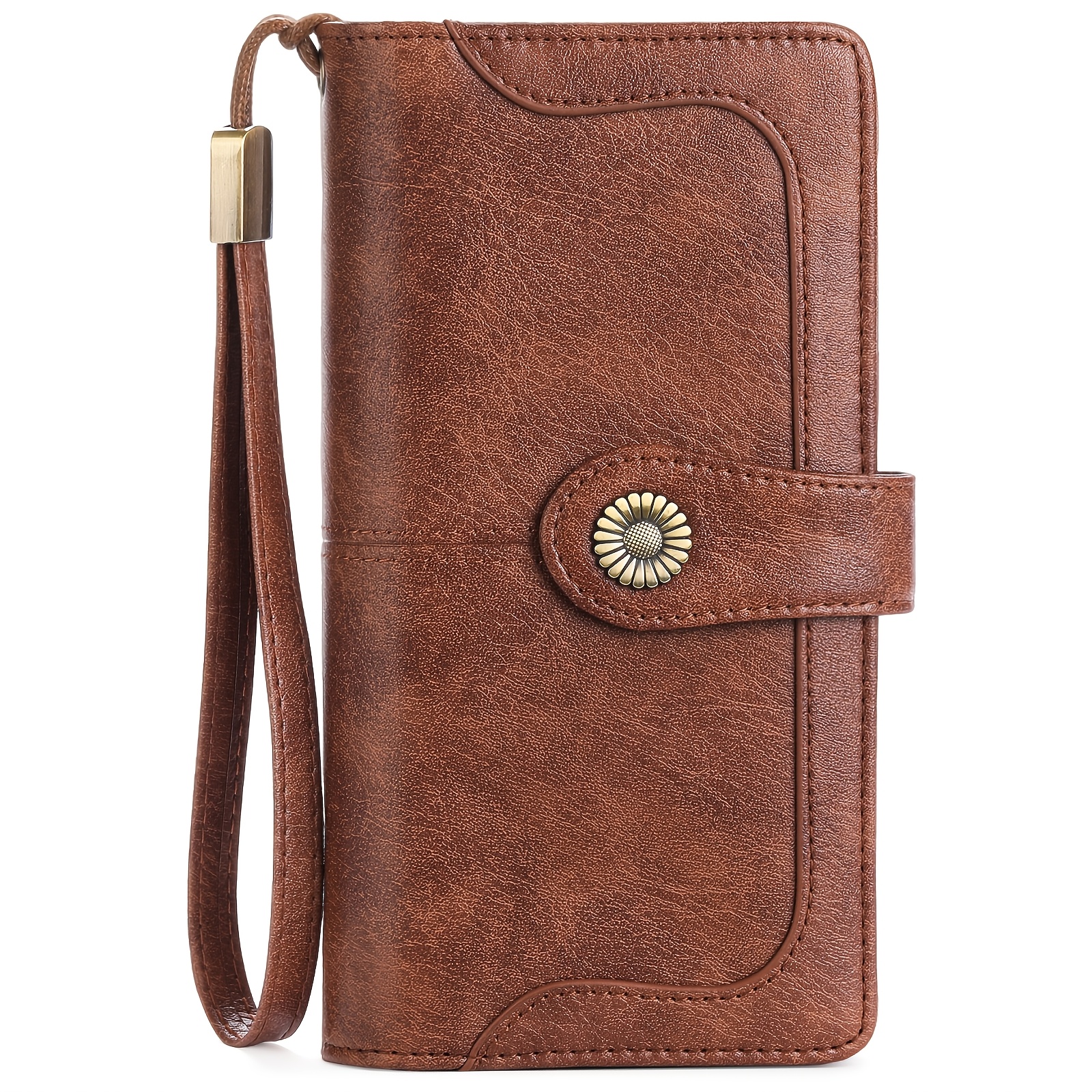 Image of Women's 24-slot Card Wallet, Rfid Blocking Large Capacity Leather Clutch, With Wristlet, Long Ladies Purse, Gift Box