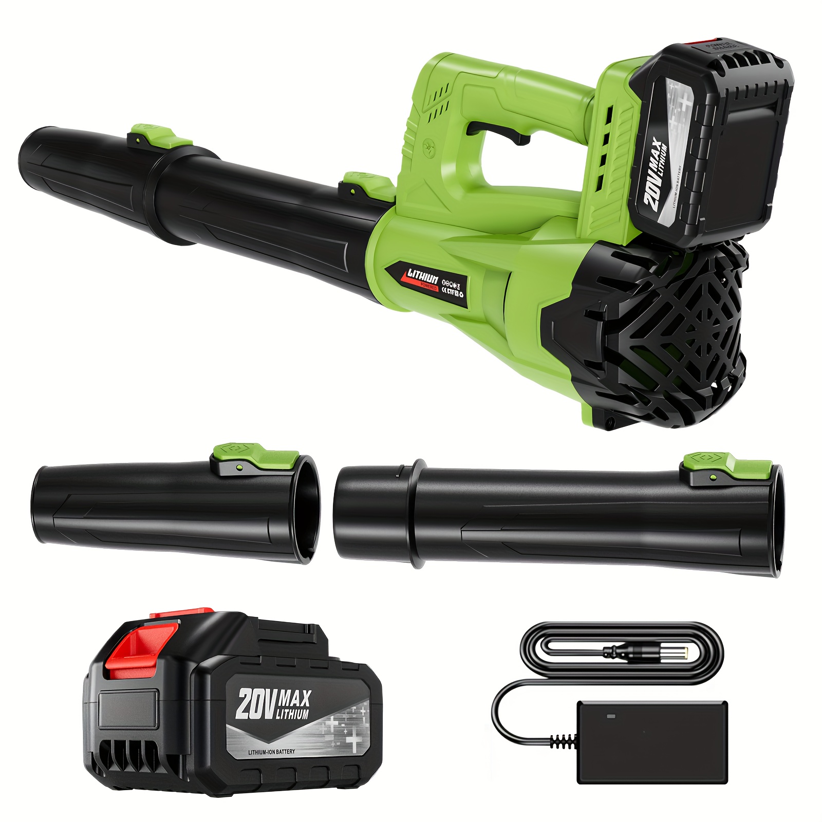 TEMU High Power Cordless Leaf Blower With 2.0or4.0ah Batteries, 80cfm/120mph Or 580cfm/160mph, Extension Nozzle - Ergonomic Non-slip Handle,