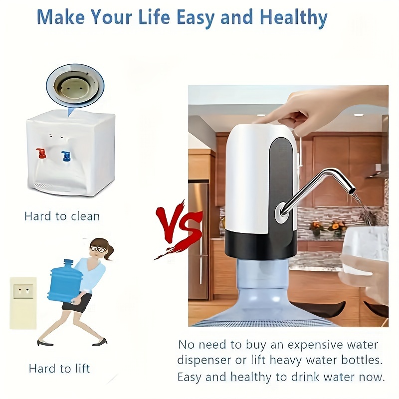 usb rechargeable portable water pump fits 3 5 gallon bottles easy automatic dispensing for camping home details 3