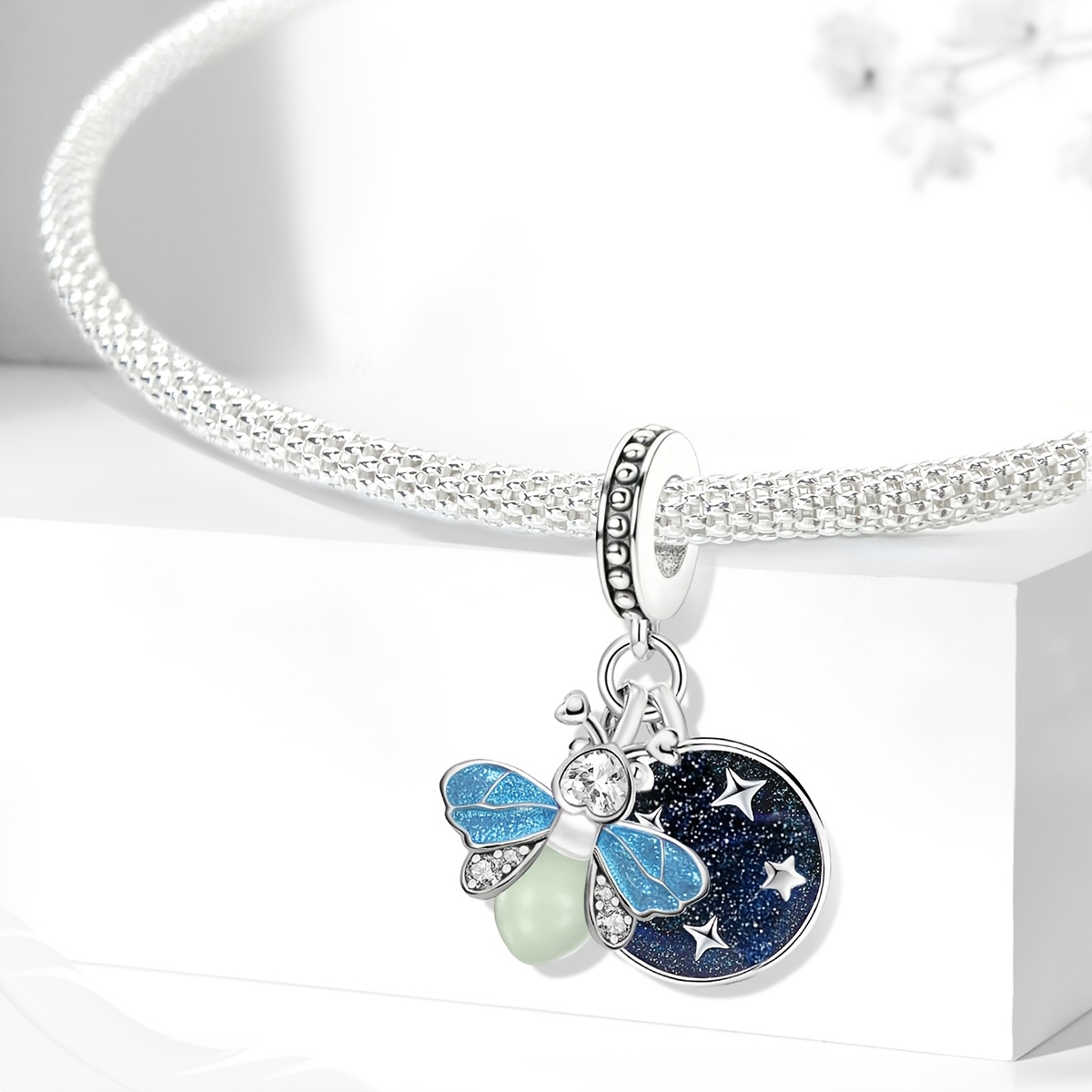 Women's 925 Silver Plated Starry Fireflies DIY Pendant Charm