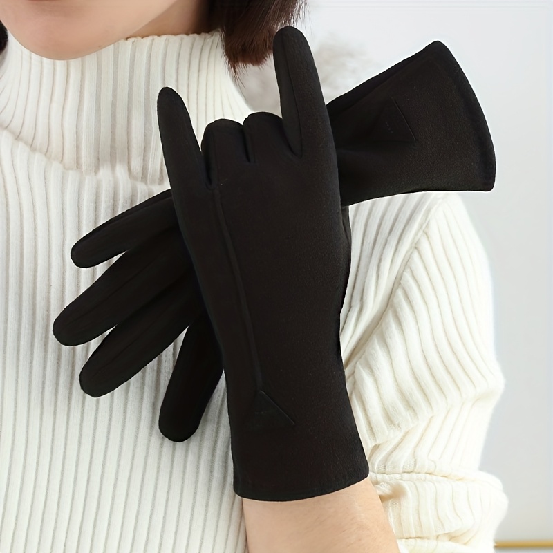 Image of Gloves Women's New Style 2025 Autumn Winter Warm Riding Cold-proof Touch Screen Korean Style Women' Leather Label