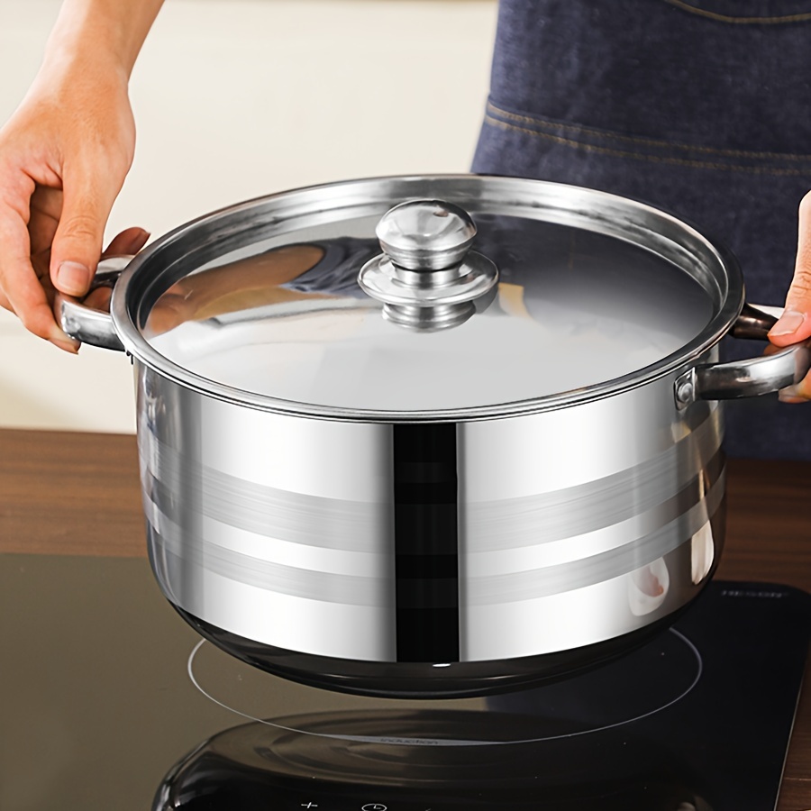 10pcs set of stainless steel pots specifications are 6 69 7 68 8 54 9 33 10 04 inches stainless steel cookware 5 pots 5 lids suitable for induction cookers and gas stoves stainless steel double handle with lid deep soup pot suitable for soup hot   pasta   noodles and   details 9