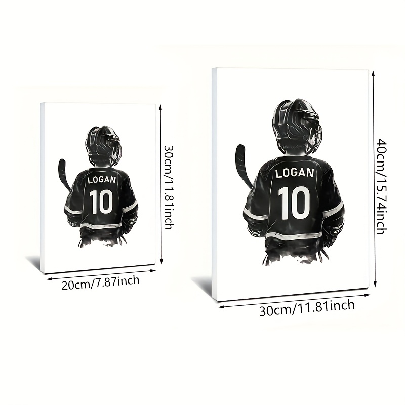 TEMU Article personnalisé plat 2D : 1pc, Toile plate 2D personnalisée sur le thème du hockey sur glace, Hockey sur glace unique, Art mural sportif