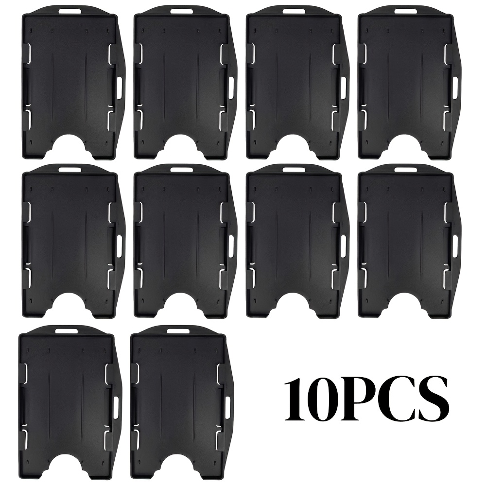 TEMU 2d 10pcs Hard Plastic Id Card Holder, Horizontal And Vertical Dual-use, Double Sided, Hold 2 Cards