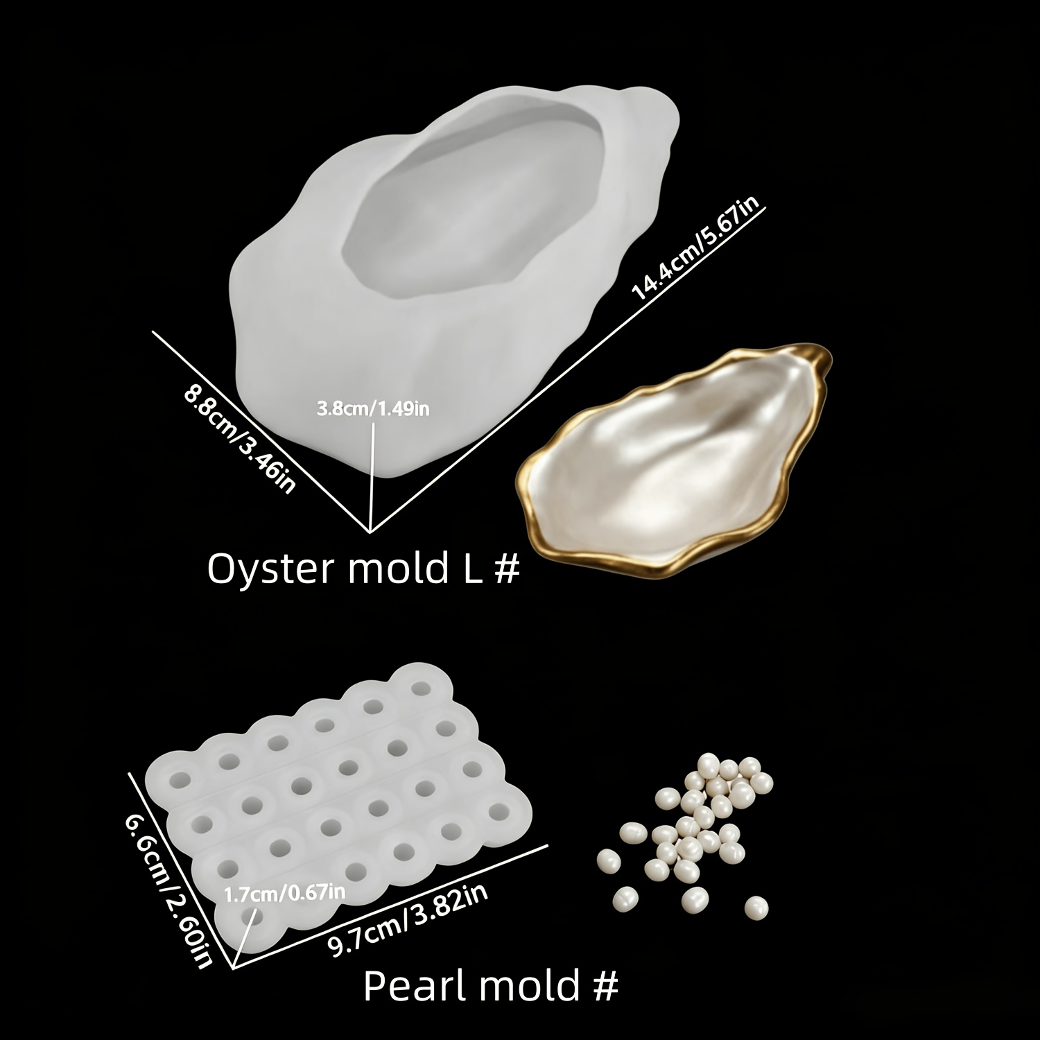 TEMU 2pcs Resin Mold, Handmade Oyster Storage Tray, Epoxy Drip Resin, Pearl Candle, Silicone, Desktop Storage Tray, Candle Holder Decoration Mold,