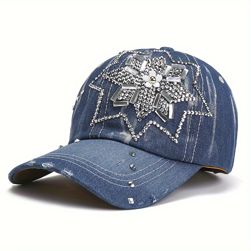 

Women' Baseball Cap With Rhinestones, Adjustable Polyester Sun Protection Hat, Hot-stamping & , Cap For Spring/summer