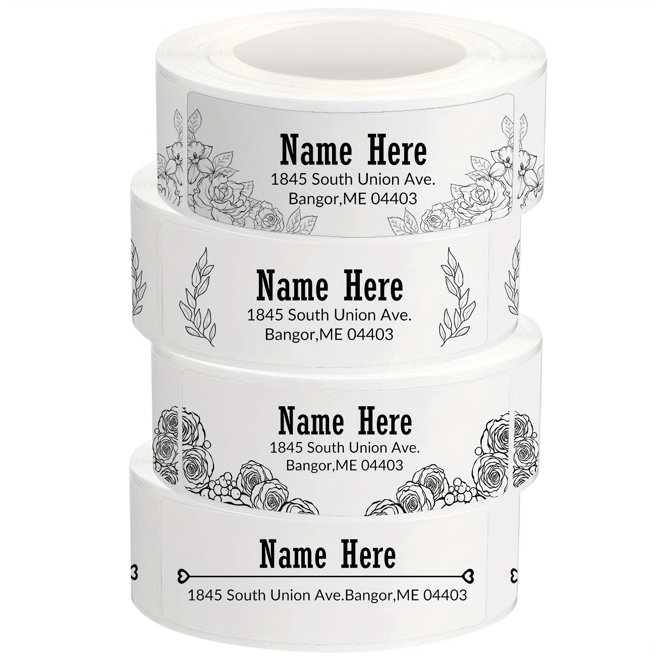 

Customizable Return Address Labels Roll, Personalized Address Stickers, Black And White Paper Tags, 2.5x0.75 Inches (60/250 Labels Per Roll), Rectangular Office Supplies For Address Labels