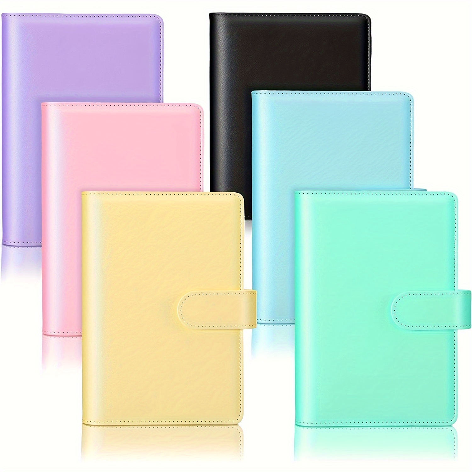 

6-pack A6 Pu Leather Binder Covers, Refillable 6-ring Notebook Binders With Magnetic Closure For And Organizers - Variety Of Colors