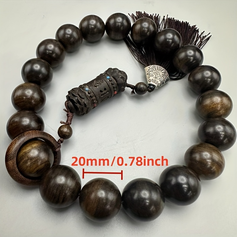 Hand Carved Wood Prayer Beads with Tassel for Meditation