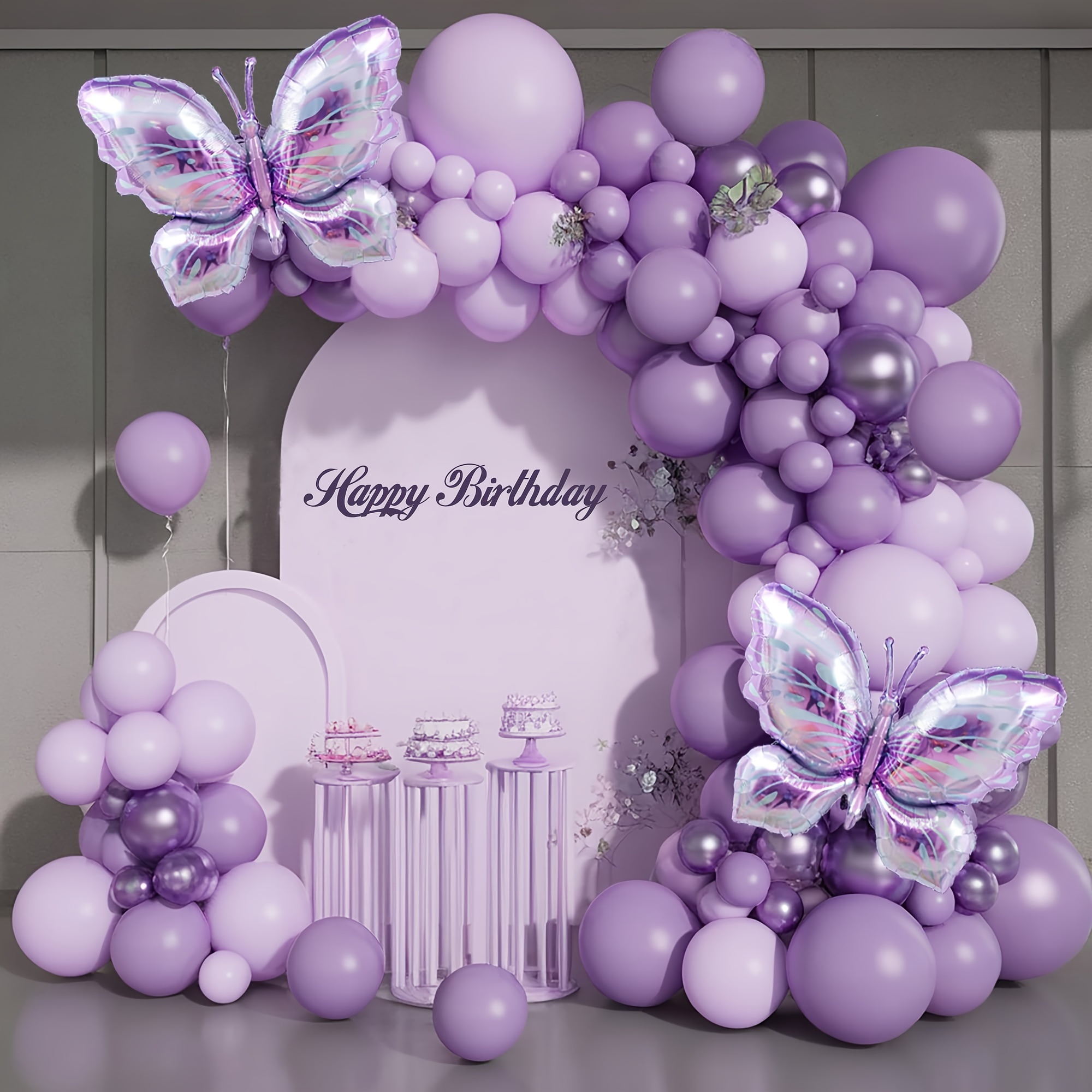 

126pcs Metallic Purple Balloons, Butterfly Balloon Arch Garland Kit For Birthday, Bridal Shower, Anniversary. Wedding, Mother's Day, Gender Reveal, Valentine's Day Party Indoor Outdoor Decoration